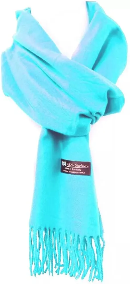 100% Cashmere Fashion Solid Teal for Women and Men - Soft, Warm, and Long Winter Shawl Wrap