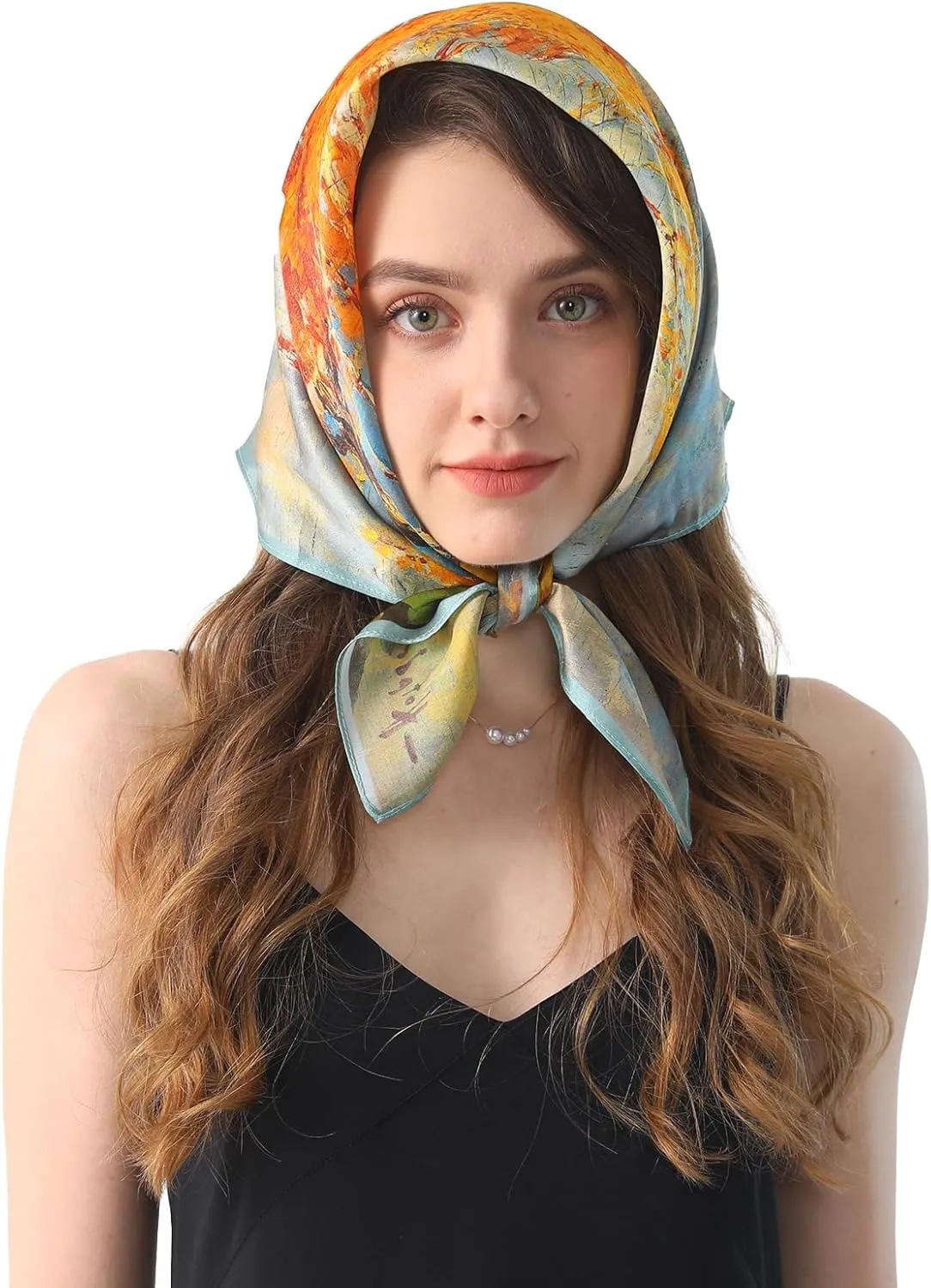 100% Mulberry Silk Scarf 27"x27" Square Silk Scarves Hair Wrap Neck Head Scarf for Women, Mothers Day Gifts