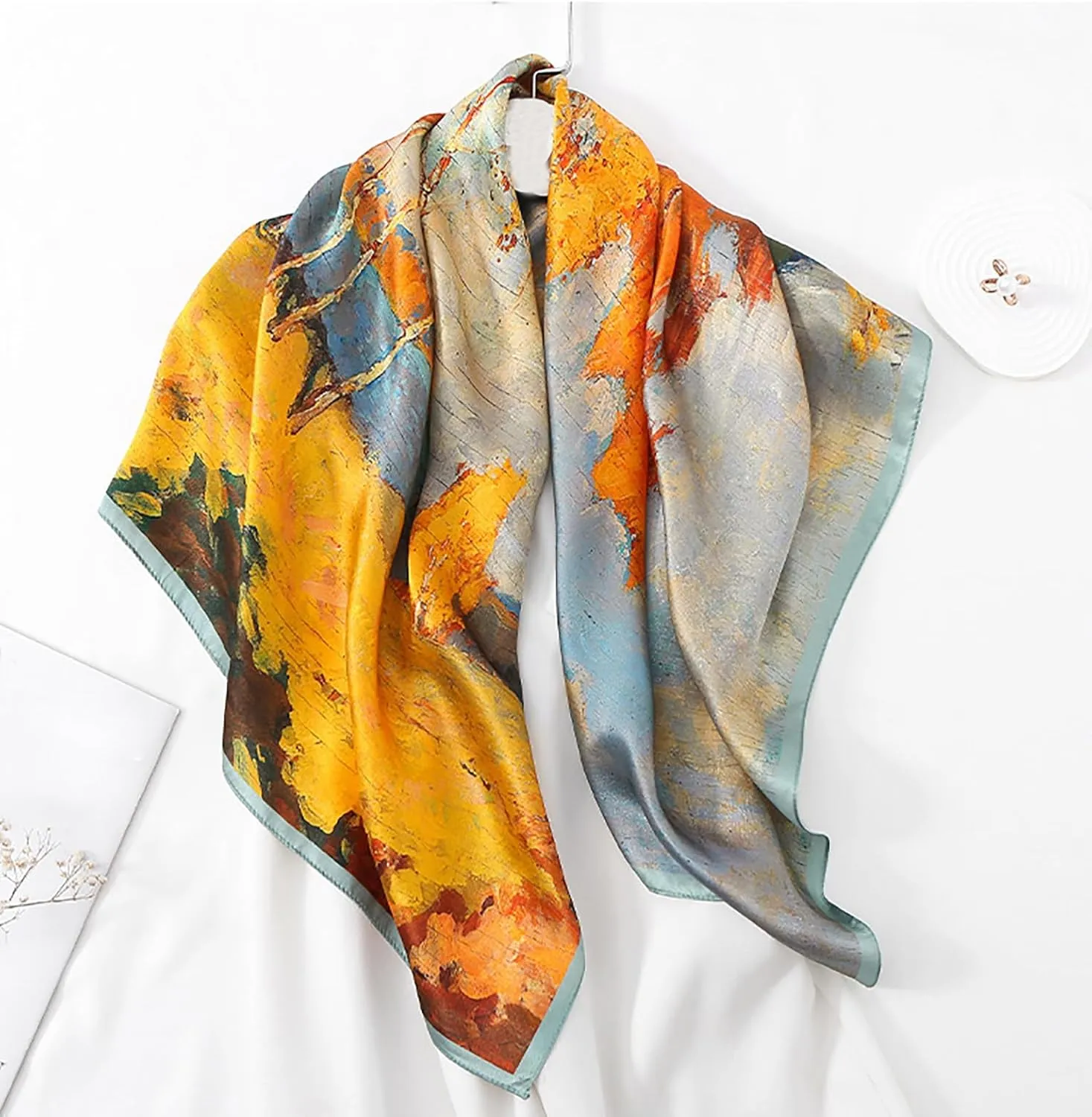 100% Mulberry Silk Scarf 27"x27" Square Silk Scarves Hair Wrap Neck Head Scarf for Women, Mothers Day Gifts
