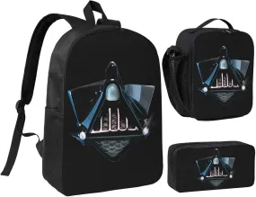 Backpacks Pen Bag Lunch Bag Set Darth Masks Vader Casual Elementary Daypacks Lightweight Elementary Laptop Backpack Camping Travel Bookbag