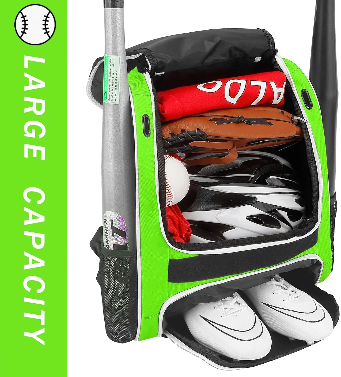 Baseball Bag-Baseball Backpack Holder for Baseball, Large Main Compartment,Softball Tball& Gear for Youth and Adults