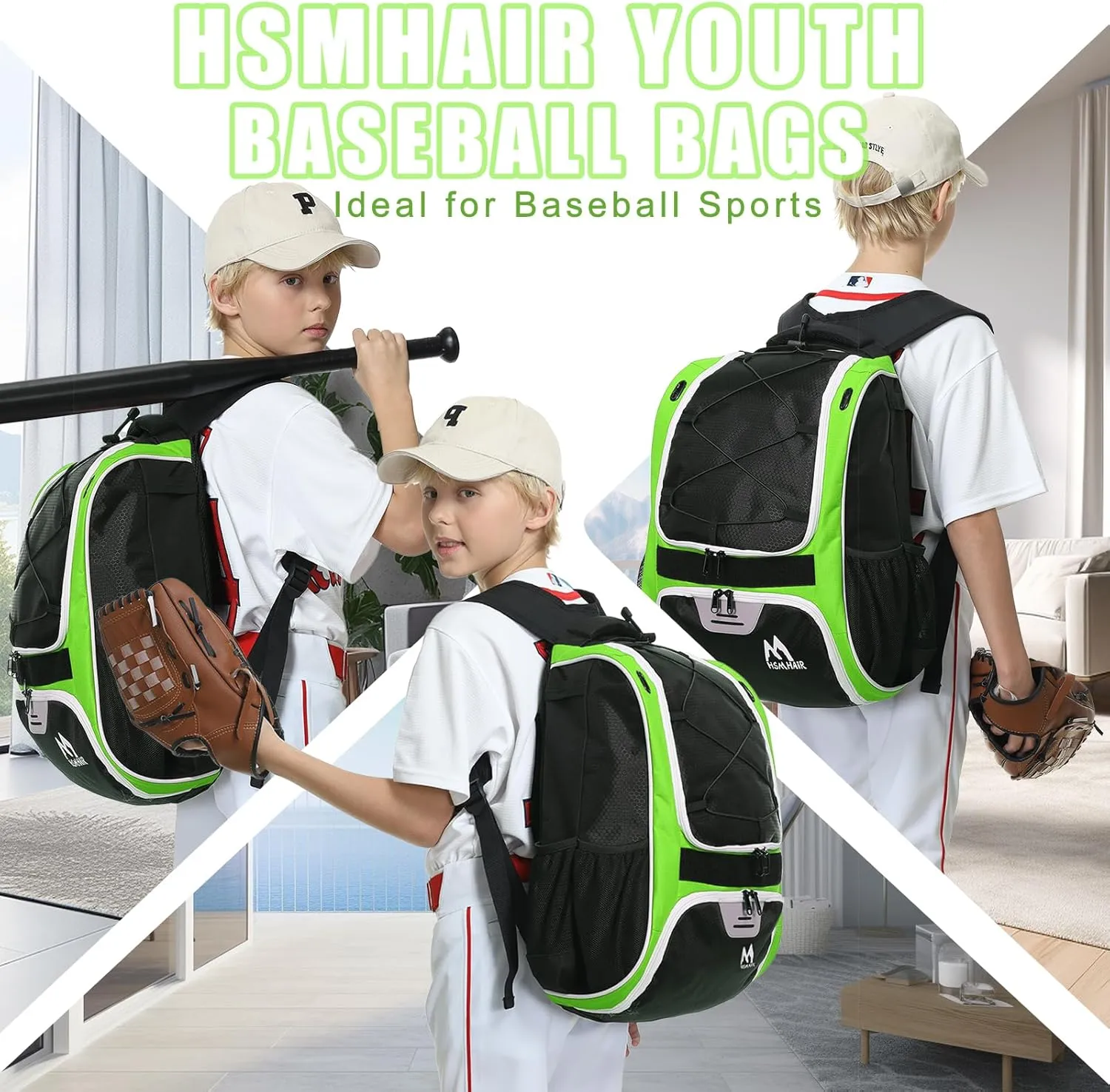 Baseball Bag-Baseball Backpack Holder for Baseball, Large Main Compartment,Softball Tball& Gear for Youth and Adults