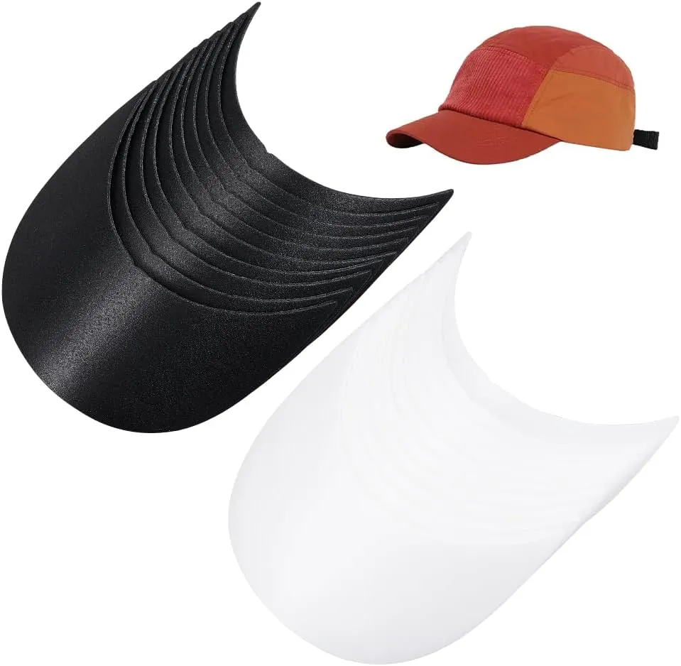 BENECREAT 20pcs 6.5x5.1inch Baseball Cap Visor Insert, White & Black Plastic Hat Brim Ball Cap Form Shaper Baseball Hat Shaper Bump Cap Insert for Craft Sewing Caps Supplies Making