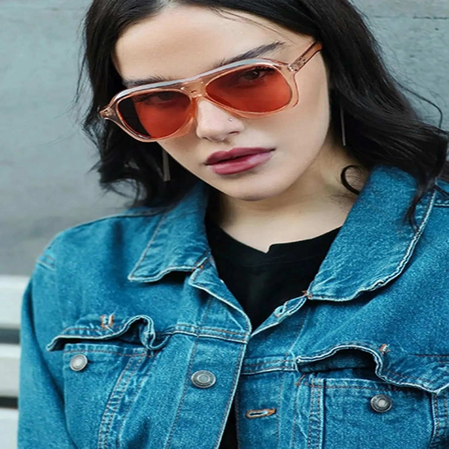 Big Frame Vintage Sunglasses Women for Men Luxury Punk Trendy Popular Uv400