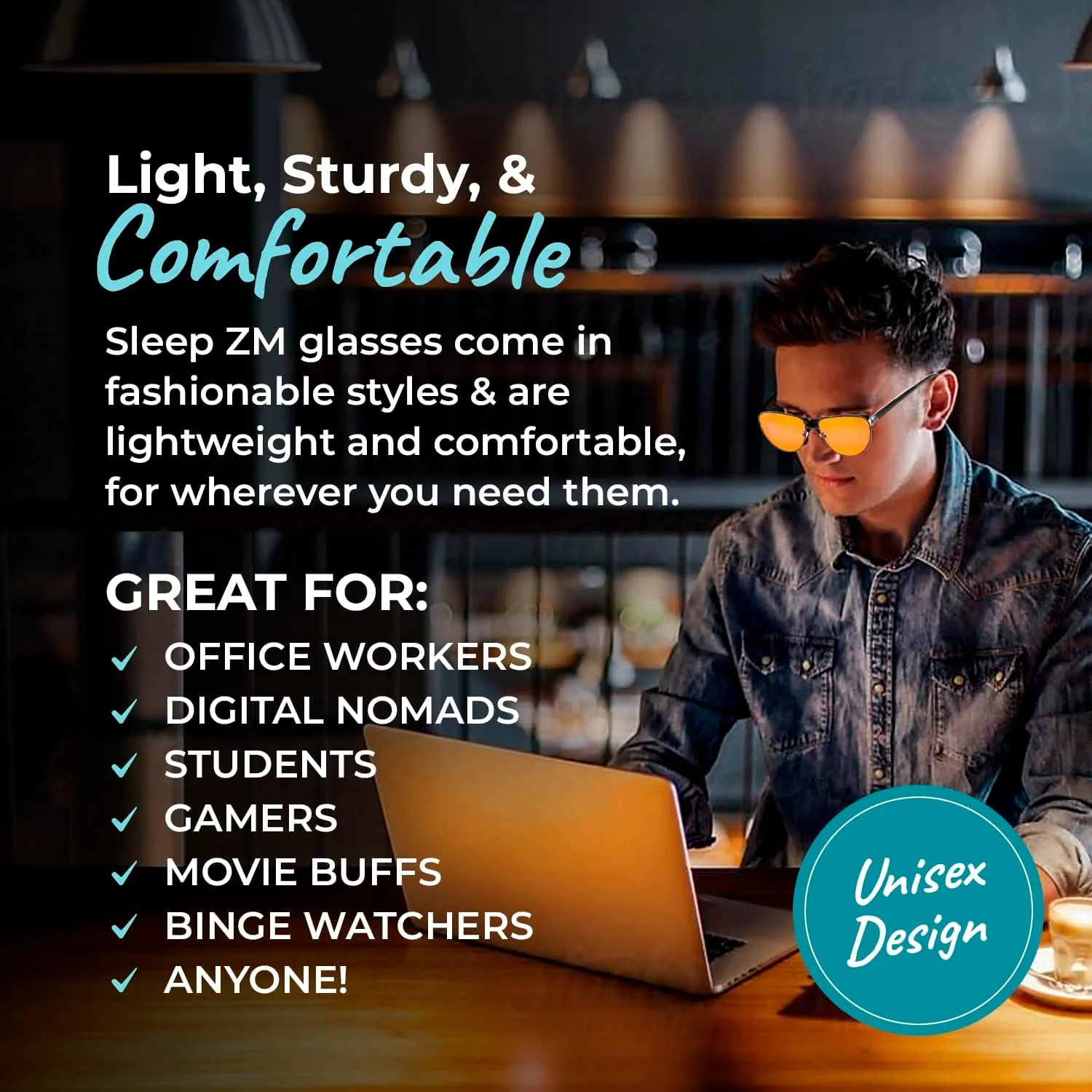 Blue Light Blocking Glasses for Computer, TV, Gaming Improve Sleep by Naturally Producing Melatonin for Women   Men – 99.9% Night-time Amber Lens – Metal Aviator Frame