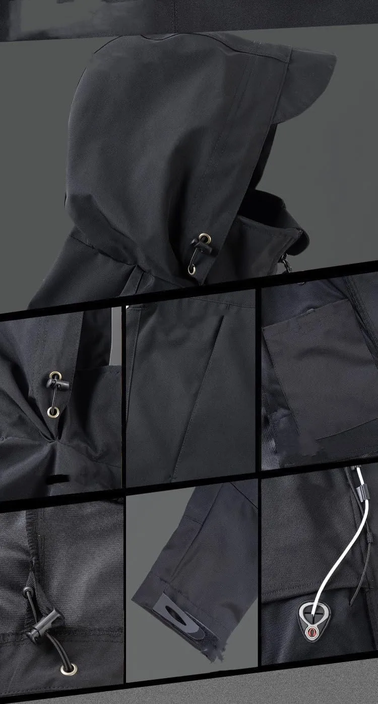 BSLVWG Men's Rain Jacket Waterproof Jacket with Hood Lightweight Wind Jacket Outdoor Breathable Windbreaker for Hiking Travel