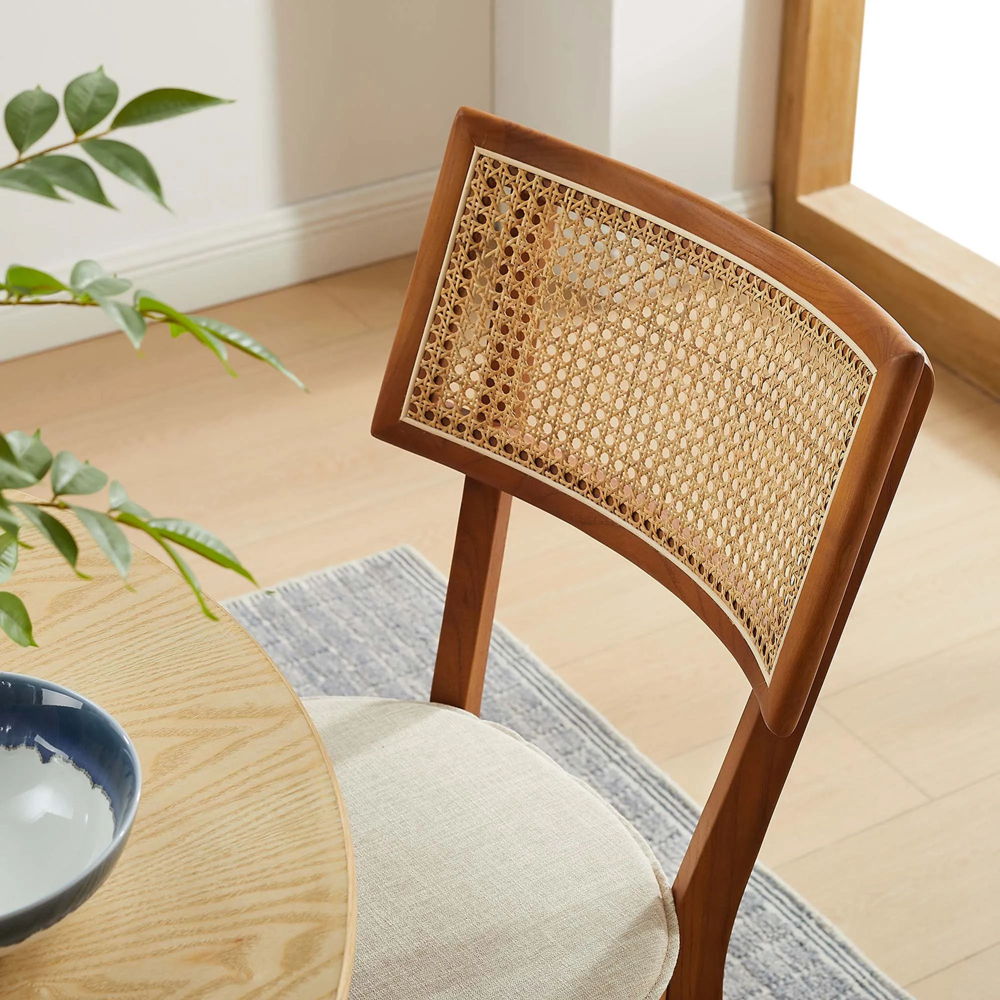 Caledonia Fabric Upholstered Wood Dining Chair Set of 2 by Modway