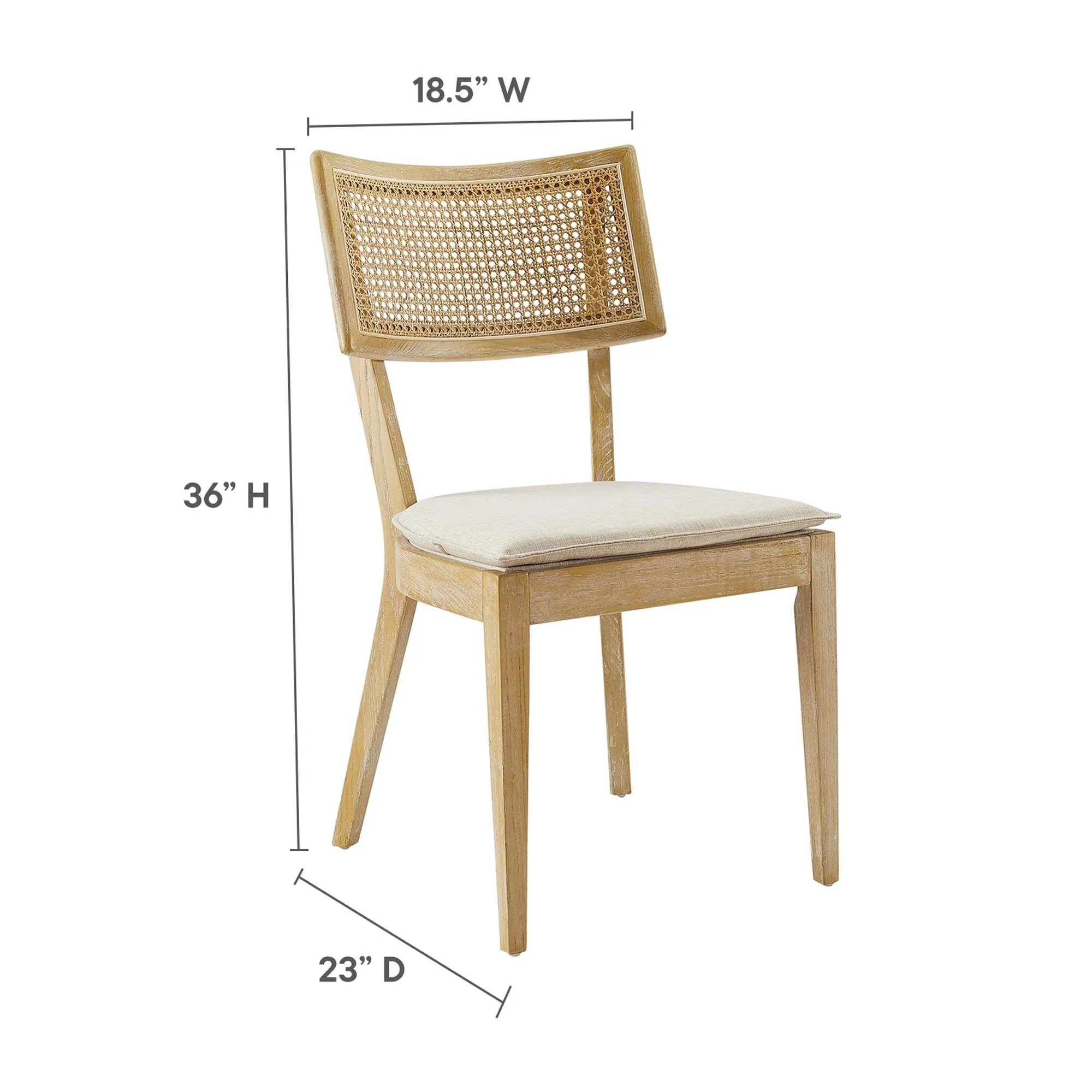 Caledonia Fabric Upholstered Wood Dining Chair Set of 2 by Modway