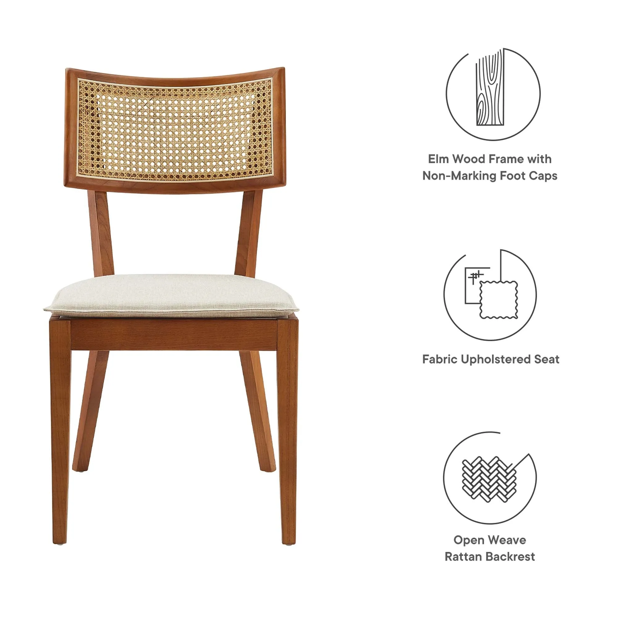 Caledonia Fabric Upholstered Wood Dining Chair Set of 2 by Modway