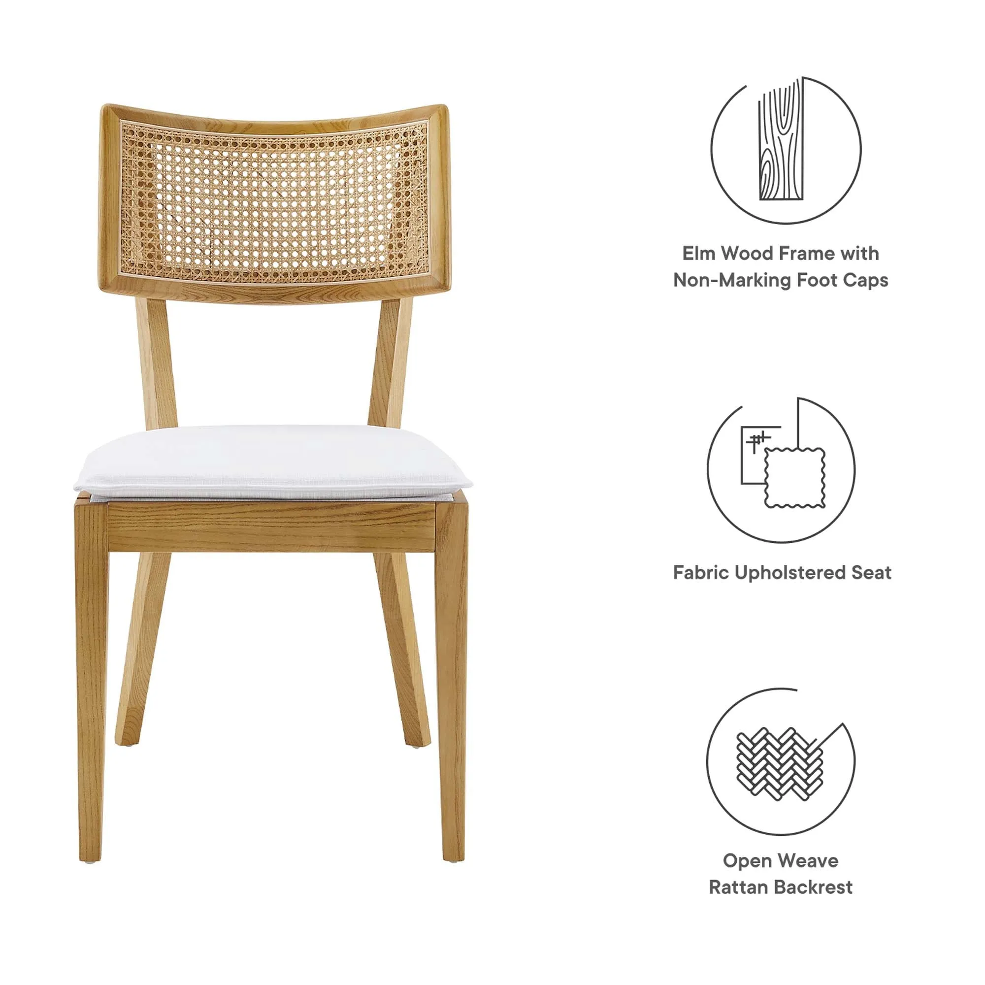 Caledonia Fabric Upholstered Wood Dining Chair Set of 2 by Modway