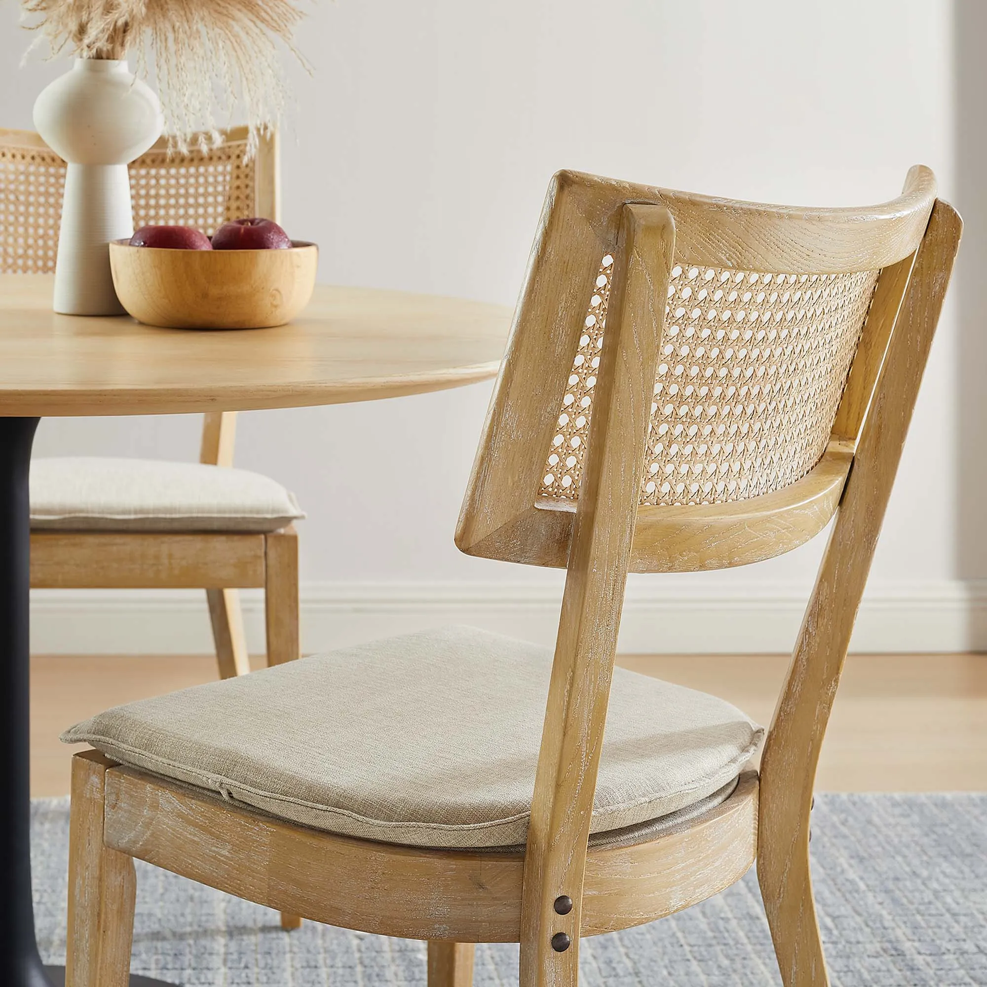 Caledonia Fabric Upholstered Wood Dining Chair Set of 2 by Modway