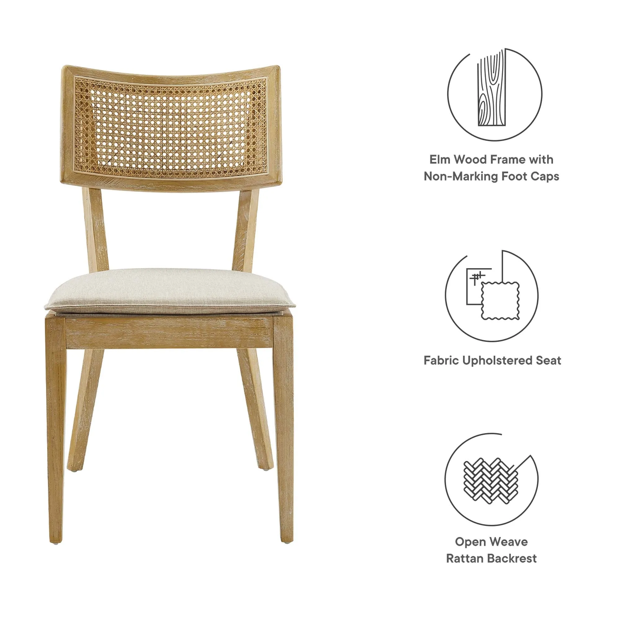 Caledonia Fabric Upholstered Wood Dining Chair Set of 2 by Modway