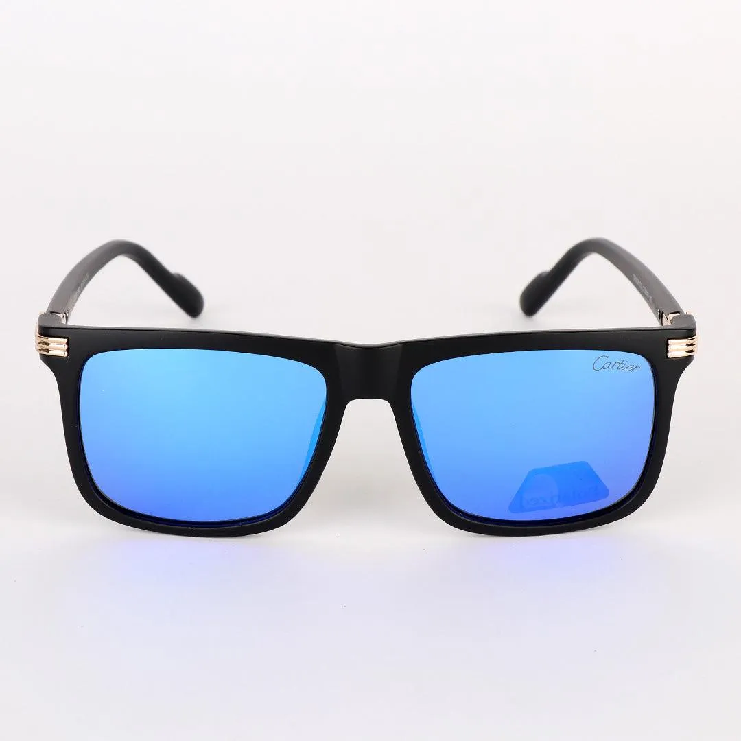 Cartier Classy Polarized Black And Blue Lens Sunglasses