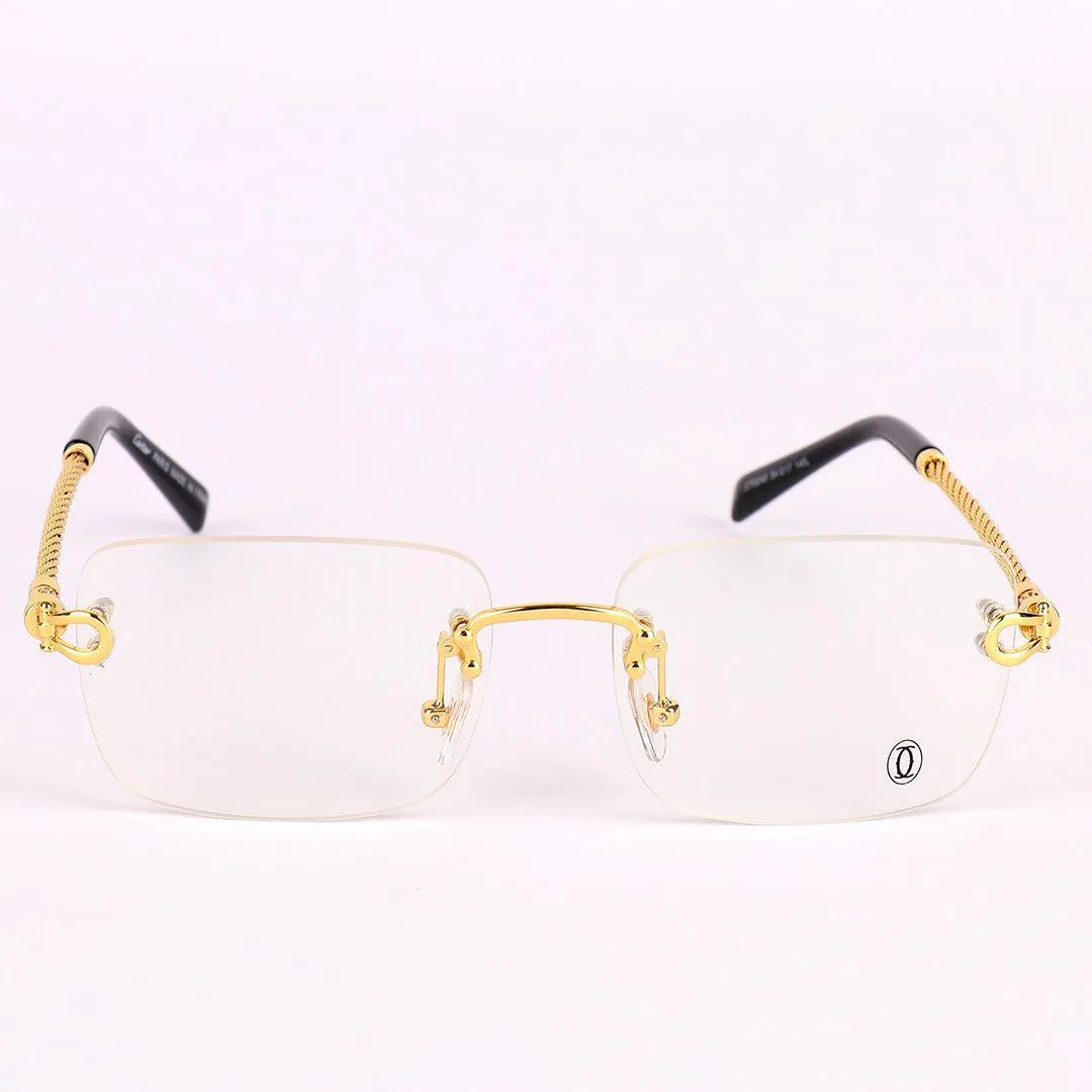 Cartier Exquisite Twisted Gold And Black Rimless Glasses