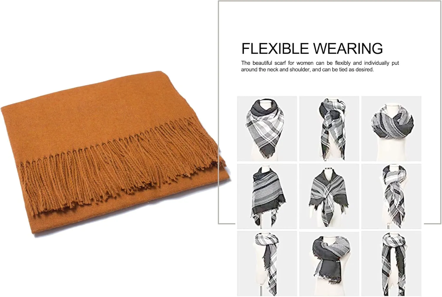 Cashmere Blend Solid Color Scarfs for Women Winter Scarves for Women Pashmina Shawls And Wraps Wool Scarf