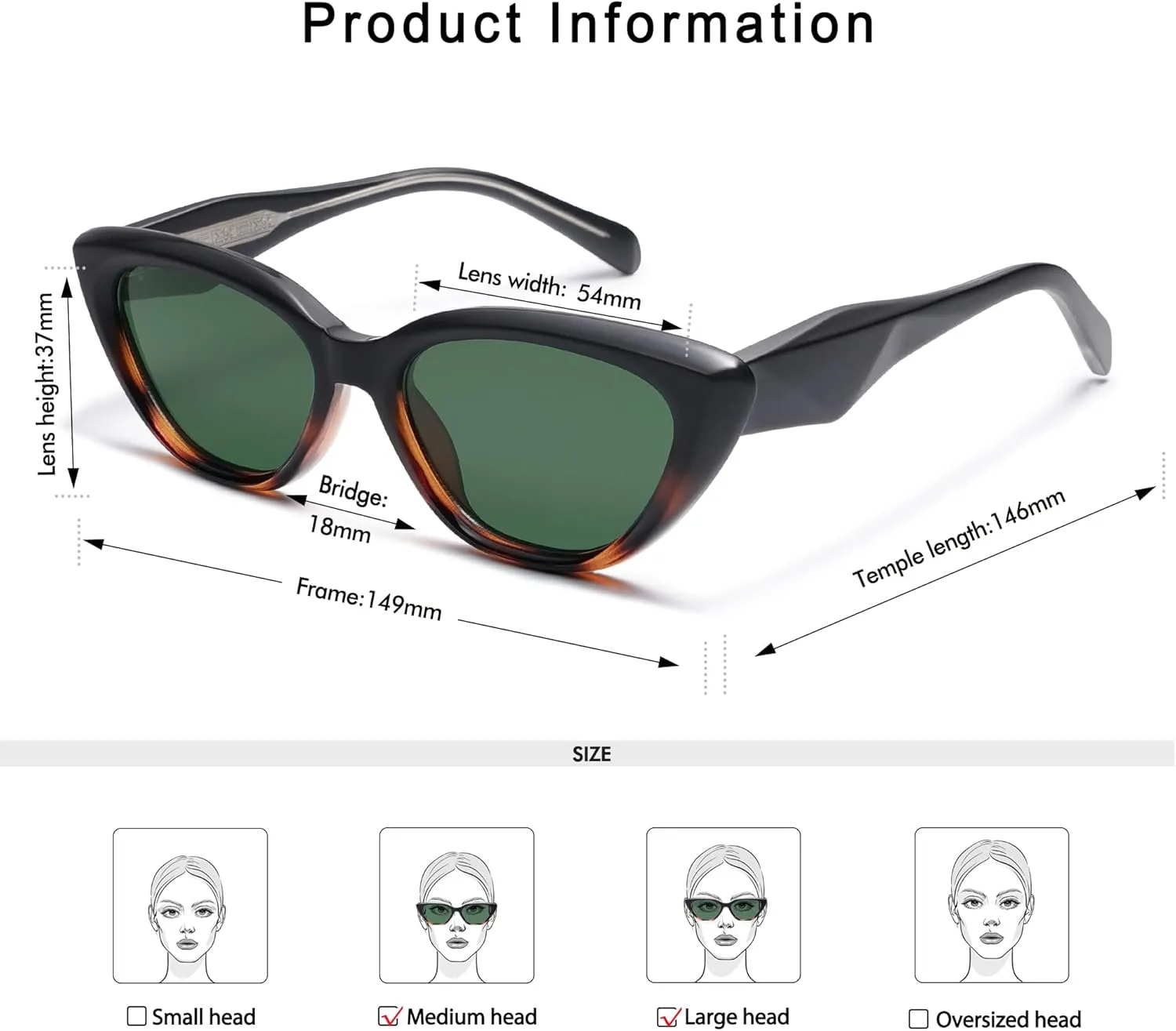 Cat Eye Sunglasses for Women Retro Trendy Cateye Skinny Narrow Shade UV400 AP3709
