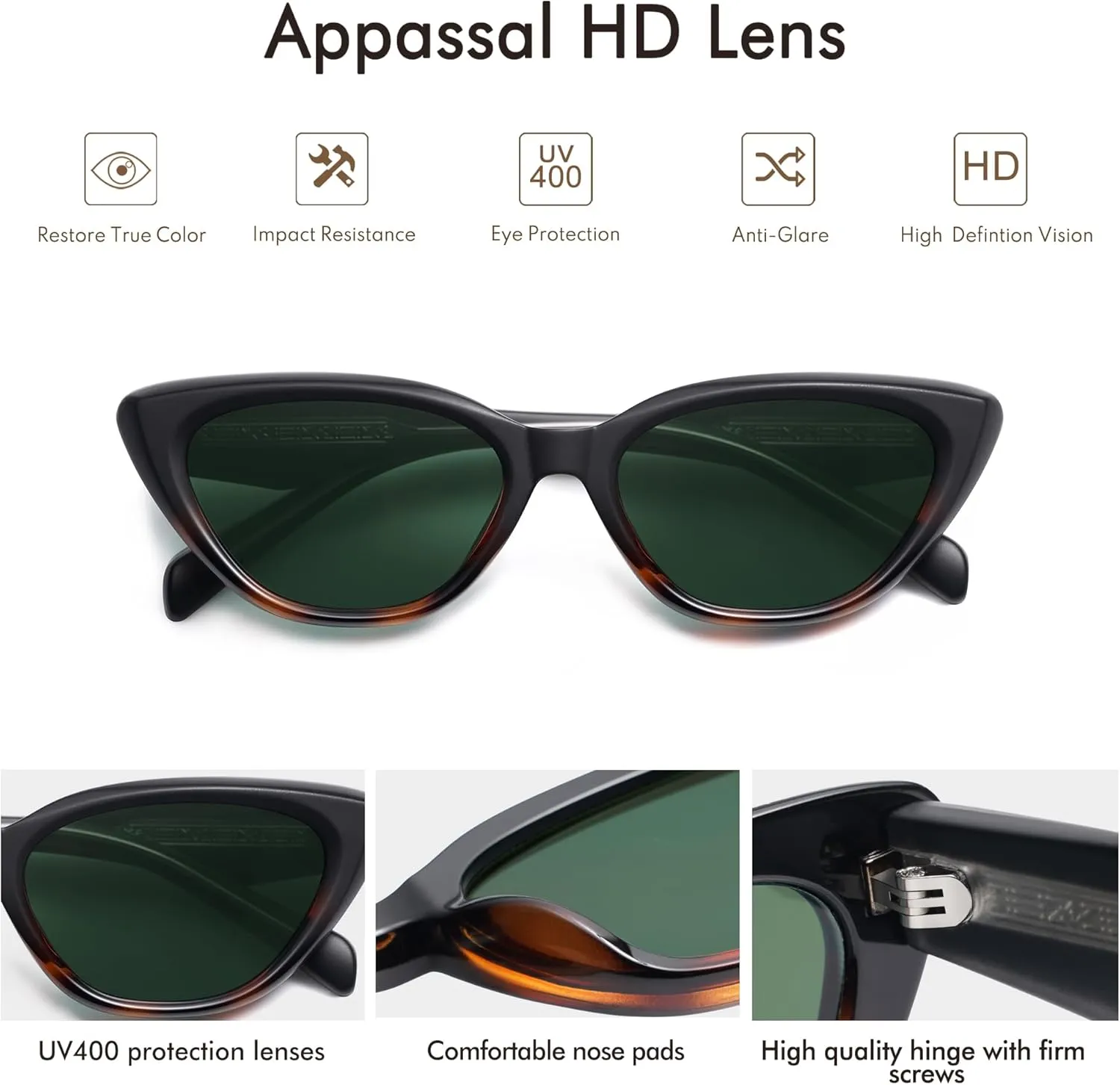 Cat Eye Sunglasses for Women Retro Trendy Cateye Skinny Narrow Shade UV400 AP3709