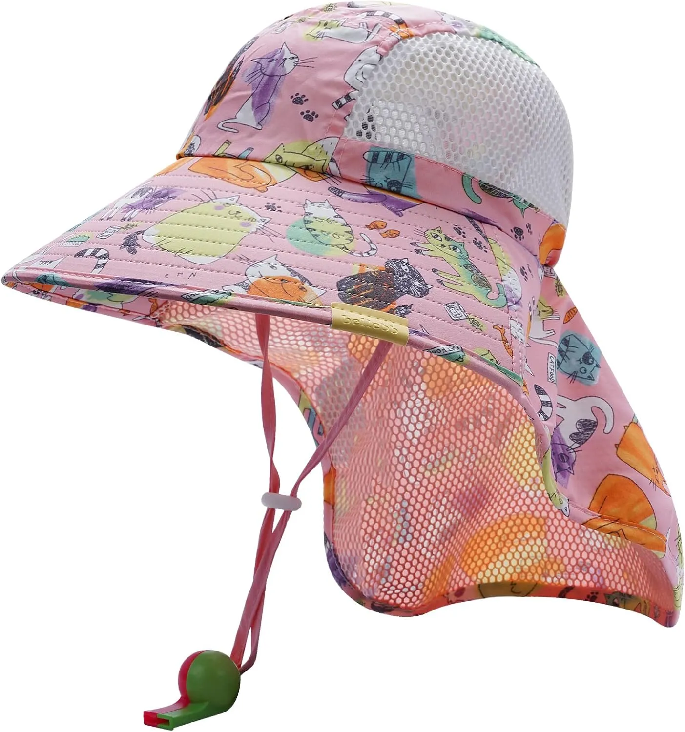 CLAPE UPF50  Kids Sun Hat Mesh Bucket Caps with Neck Flap Summer Beach Hat Infant Play Caps Fisherman Travel Caps for Camping