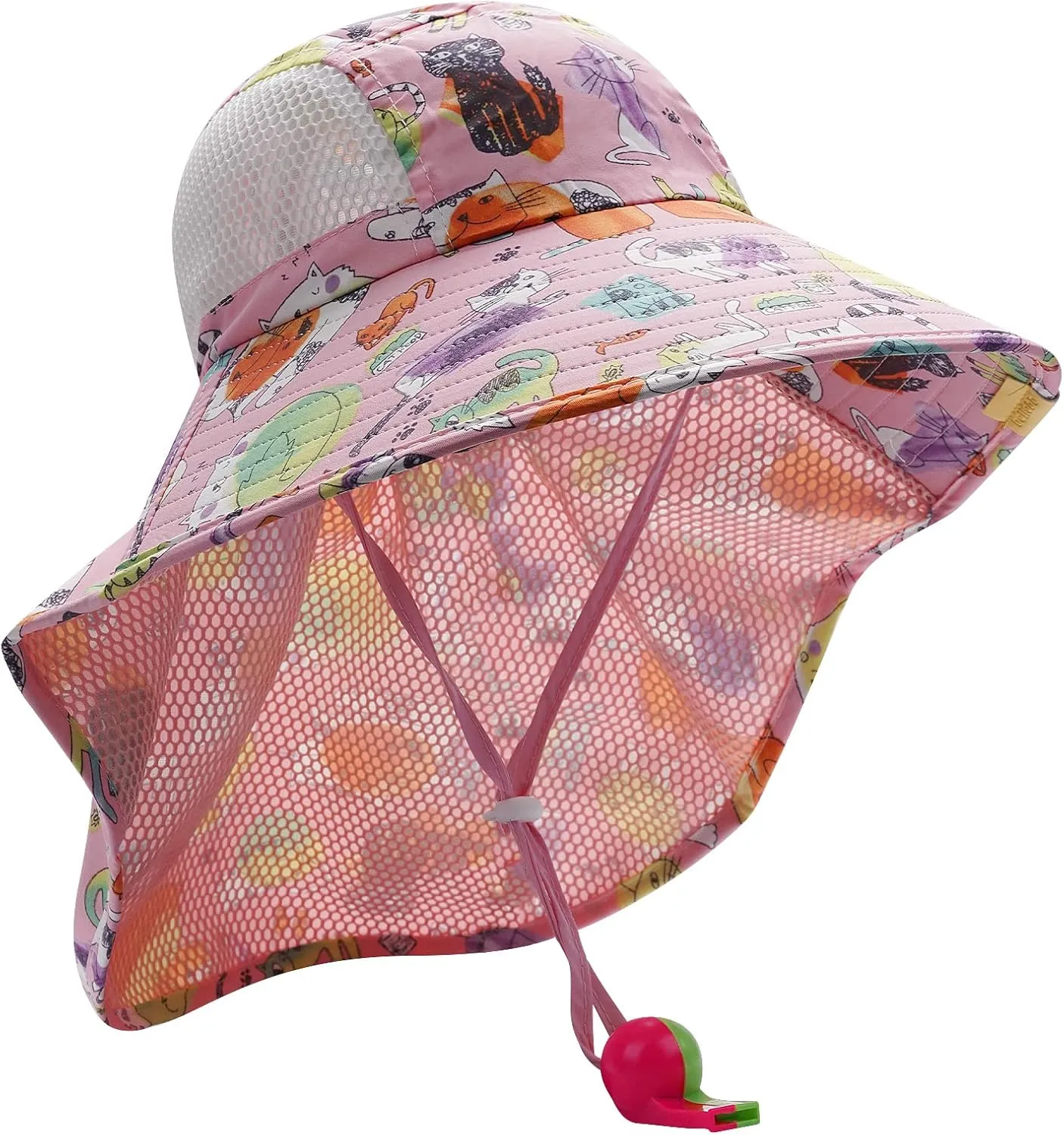 CLAPE UPF50  Kids Sun Hat Mesh Bucket Caps with Neck Flap Summer Beach Hat Infant Play Caps Fisherman Travel Caps for Camping