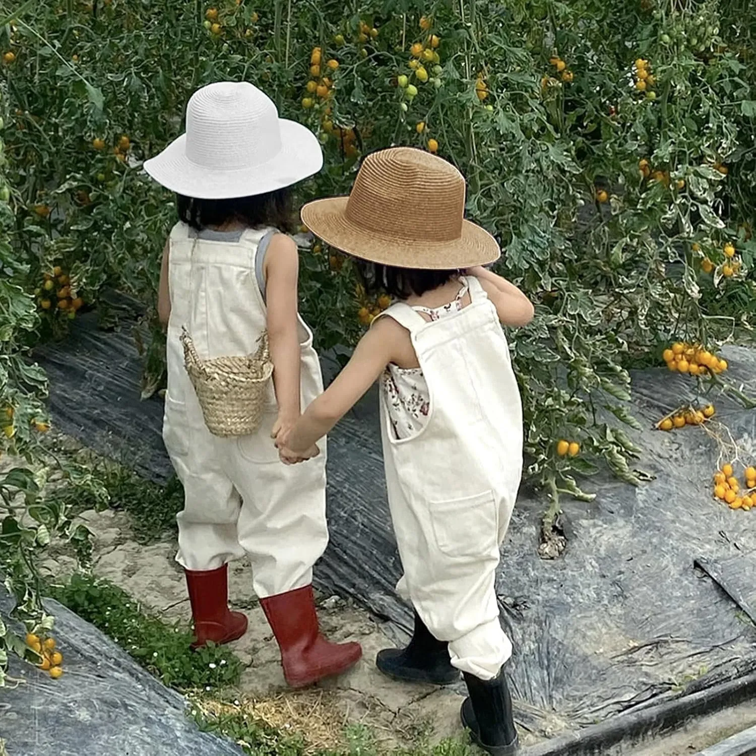 Classic Plain Kids Fedora Straw Hat Light Breathable Bucket Beach Cowboy Straw Hat Sun Protection Cap