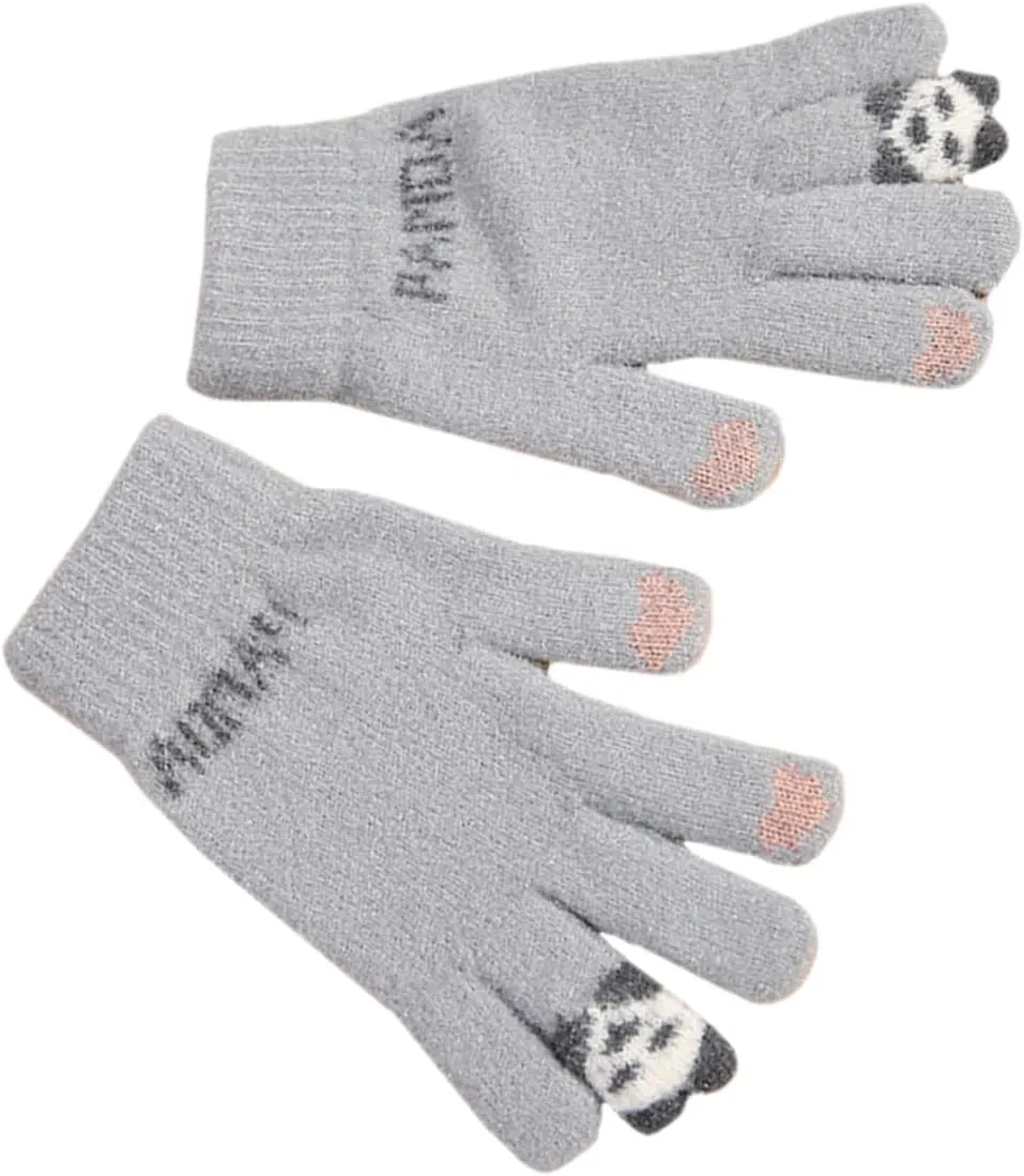 Didiseaon 1Pair Knitted Touchscreen Winter Gloves for Women Full Finger Warmers Soft and Comfortable Cold Weather Gloves Holiday present for Christmas and Year