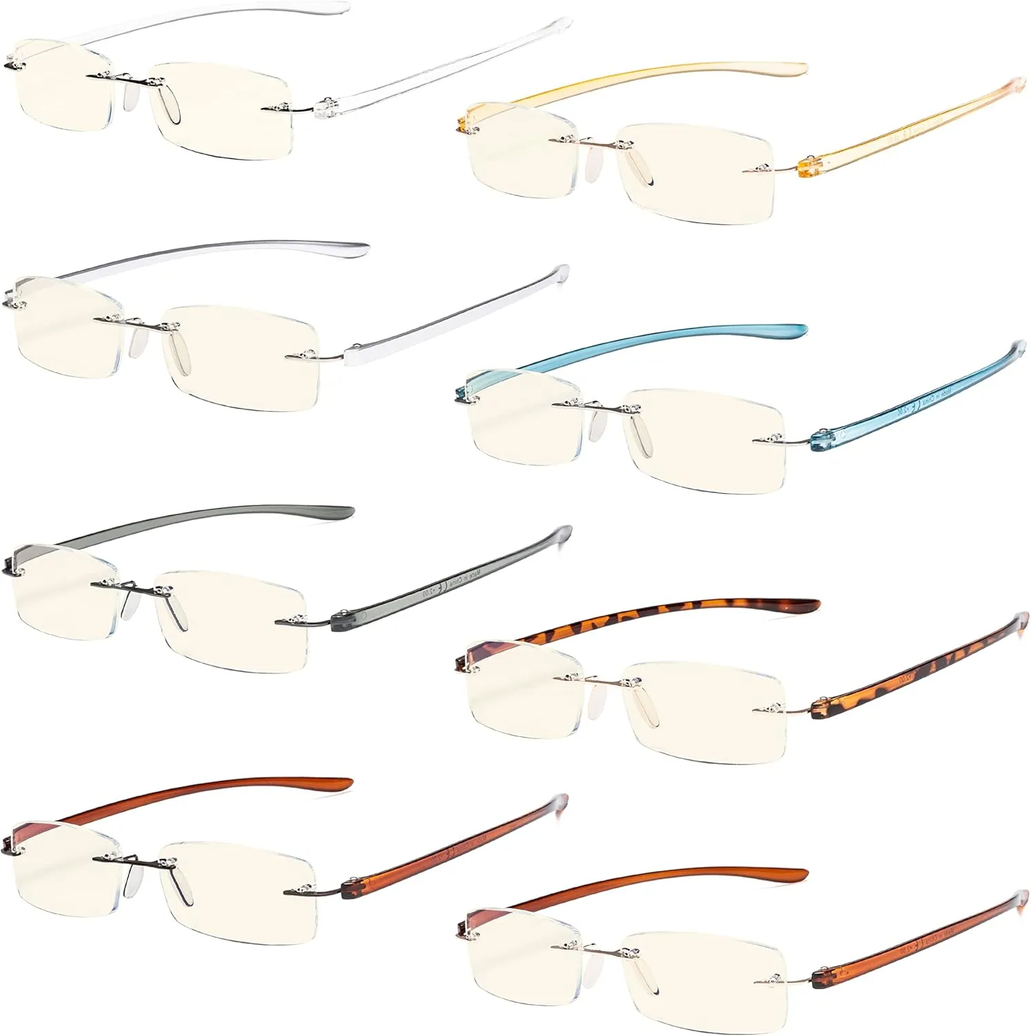 Eyekepper 8 Pack Blue Light Blocking Reading Glasses Rimless Computer Readers  2.00