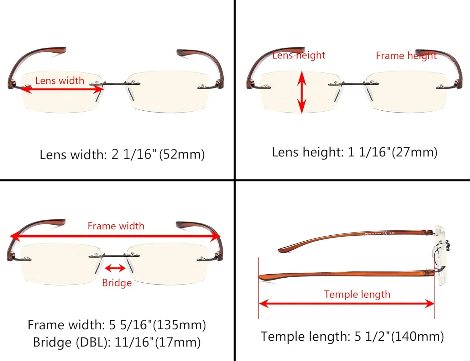 Eyekepper 8 Pack Blue Light Blocking Reading Glasses Rimless Computer Readers  2.00