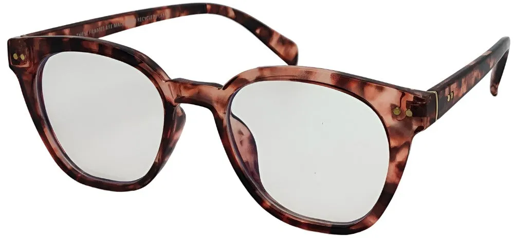 Fantas-Eyes Womens Parker Round Blue Light Filtering Glasses - Tortoiseshell