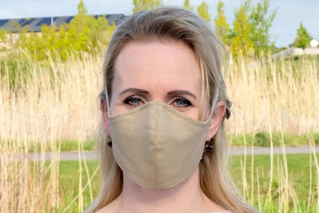 Fashionable Linen Face Mask Ireland, 2 Ply or 3 Ply with Nose Wire