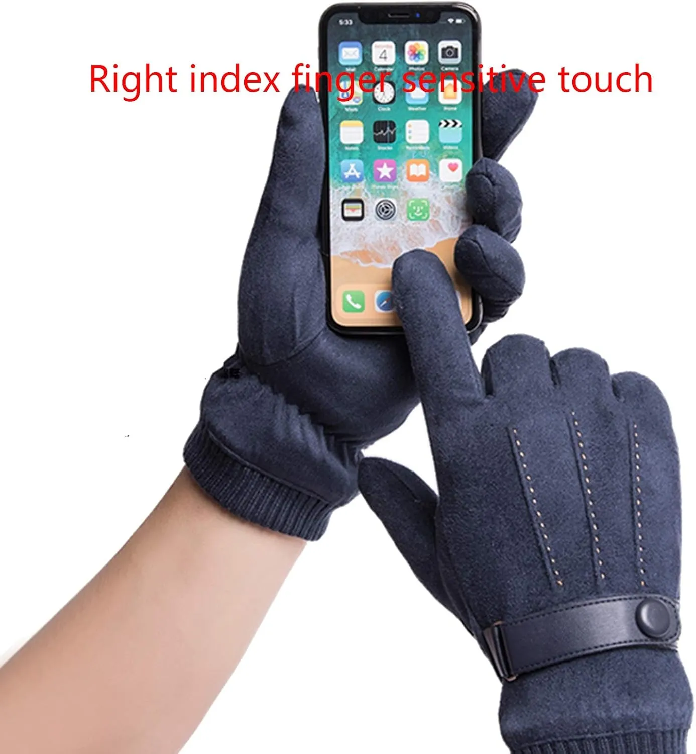 Gloves Winter Warm Gloves, Touchscreen Anti Slip Windproof Warm Thermal Gloves Cold Weather Driving Gloves (Color : Blue)