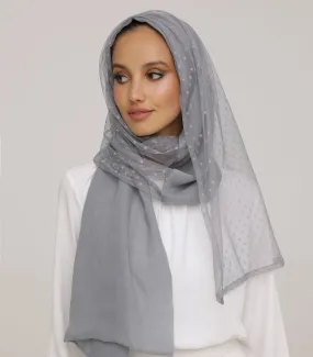 Grey Polka Tarha