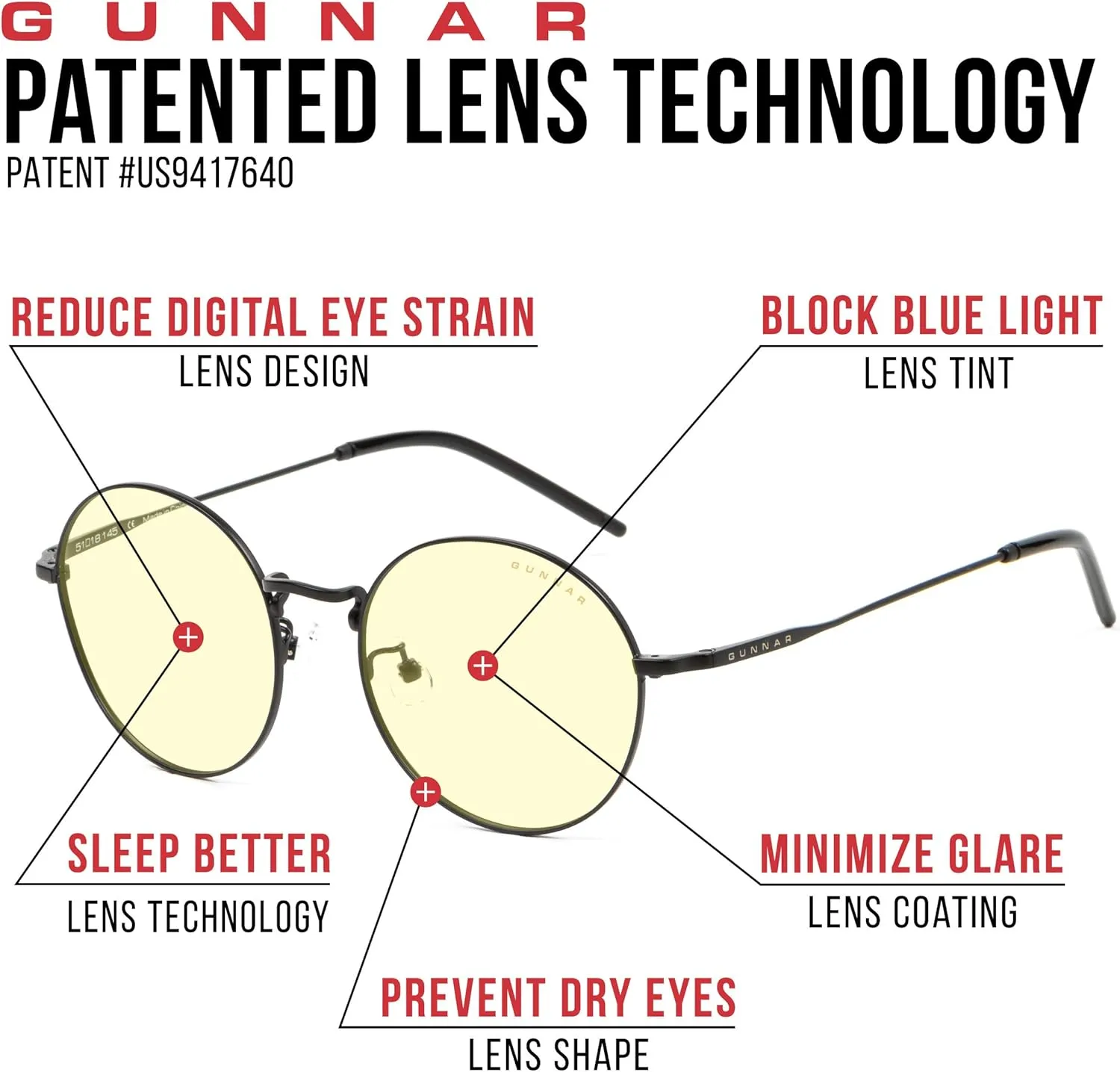 GUNNAR - Premium Gaming & Computer Blue Light Blocking Glasses for Men & Women - Digital Eye Strain Protection - Ellipse