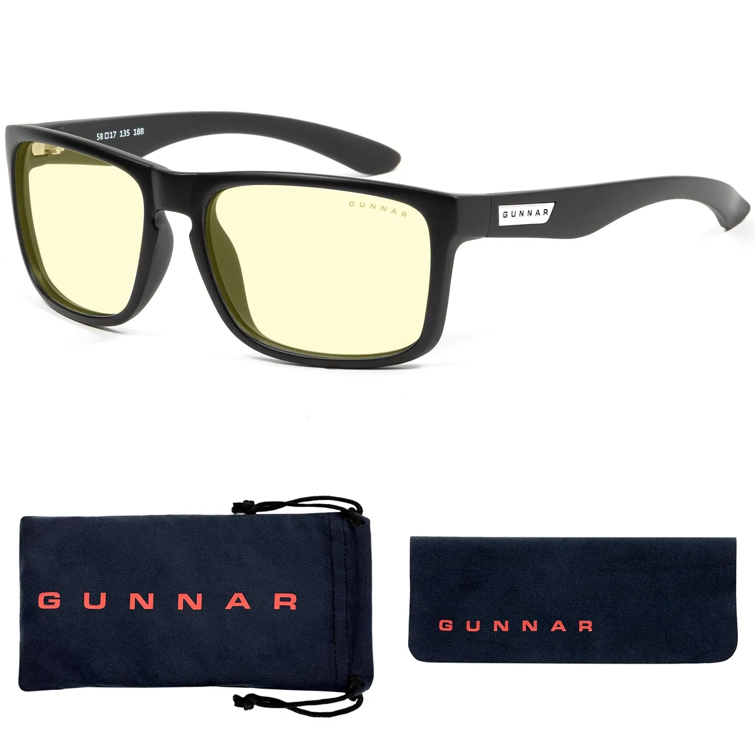 GUNNAR - Premium Reading Glasses - Blocks 65% Blue Light - Intercept, Onyx, Amber Lens, Pwr  1.0
