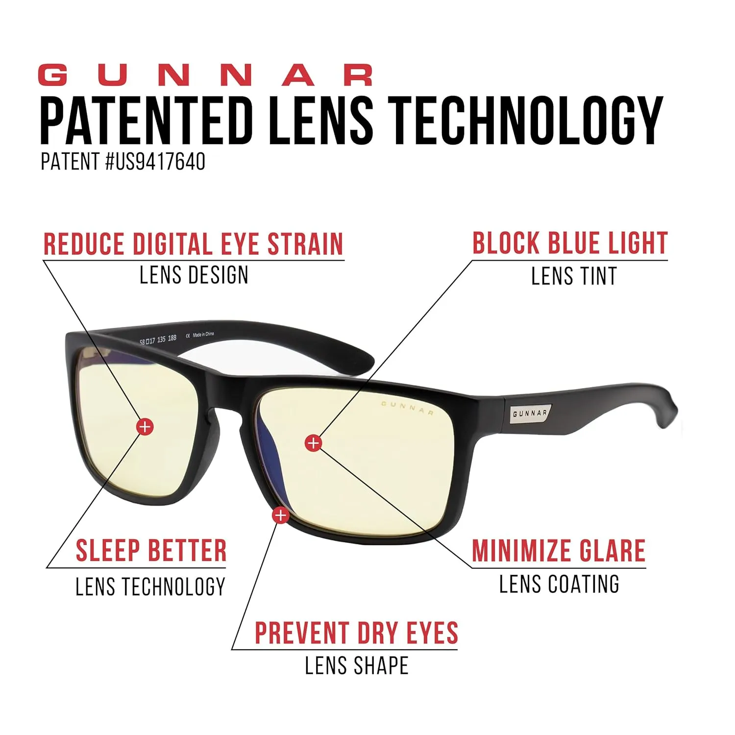 GUNNAR - Premium Reading Glasses - Blocks 65% Blue Light - Intercept, Onyx, Amber Lens, Pwr  1.0