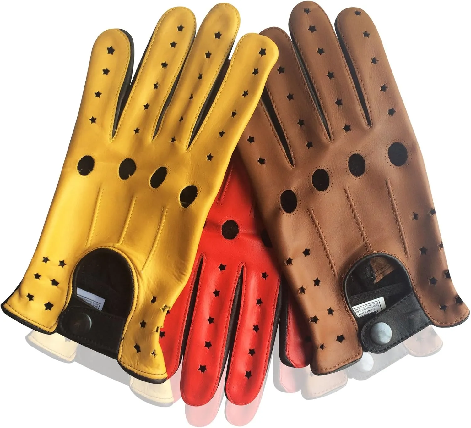 Leather Mens Real Soft and Comfortable Cow Hide Nappa Leather Slim Fit Retro Style Classic Dress Fashion Driving Gloves 507 Colours: Star Red, Yellow or Tan