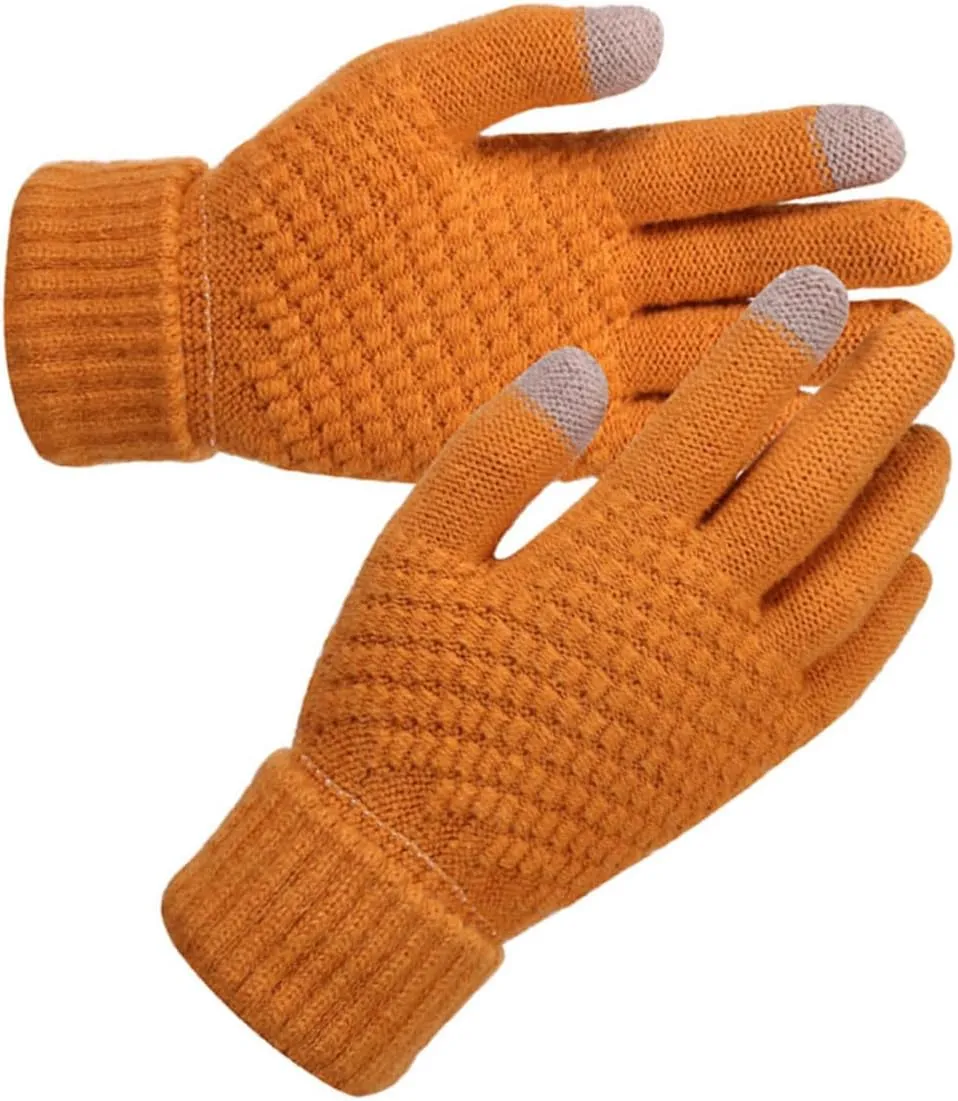 LIFKOME Thick Knitted Touch Screen Gloves for Winter Unisex Warm Outdoor Gloves Full Hand