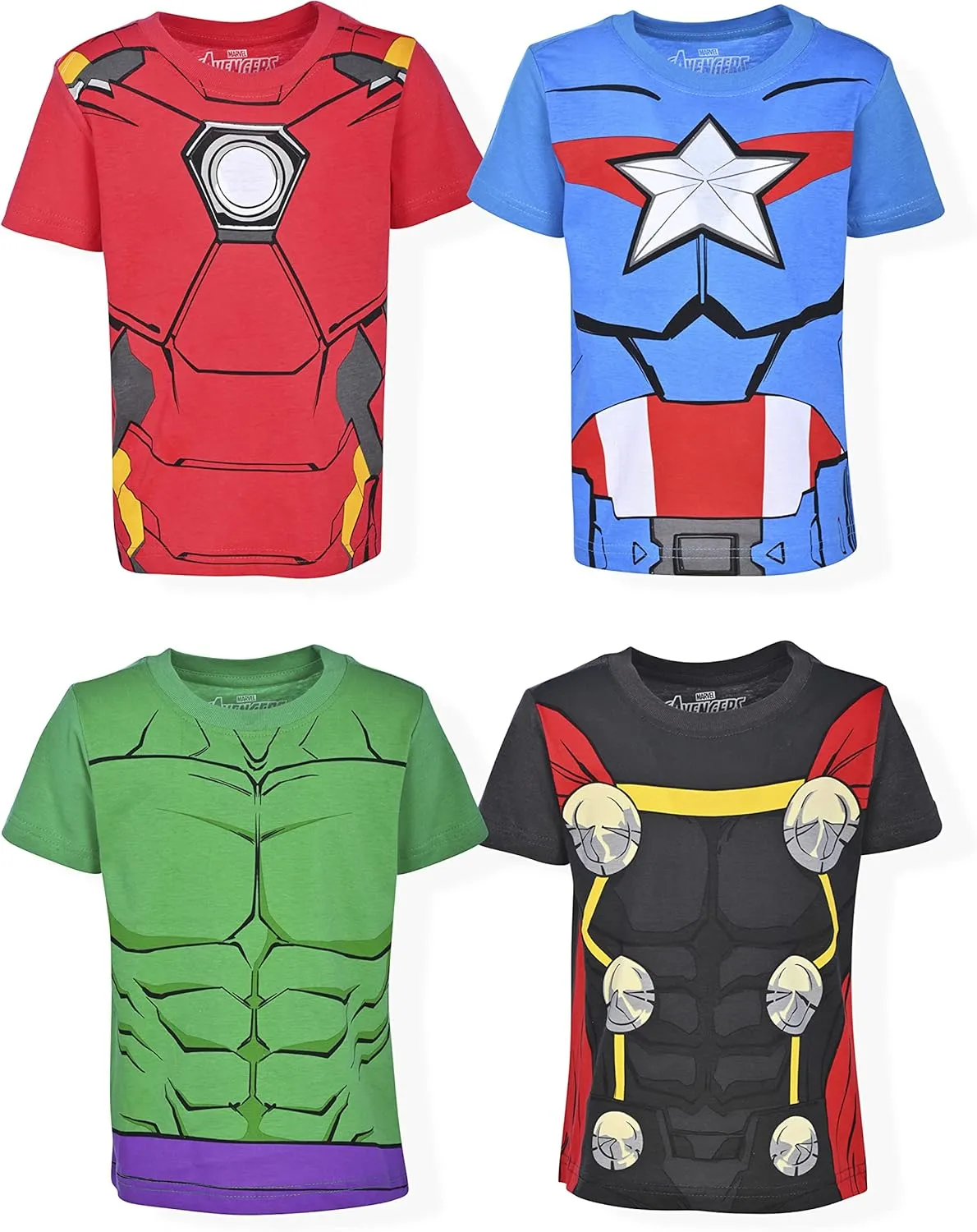 Marvel Little Avengers Boy's 4-Pack Superhero Short Sleeve Tee Shirt Set