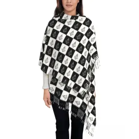 Master Mason Blue Lodge Scarf - Printed Checkered Pattern
