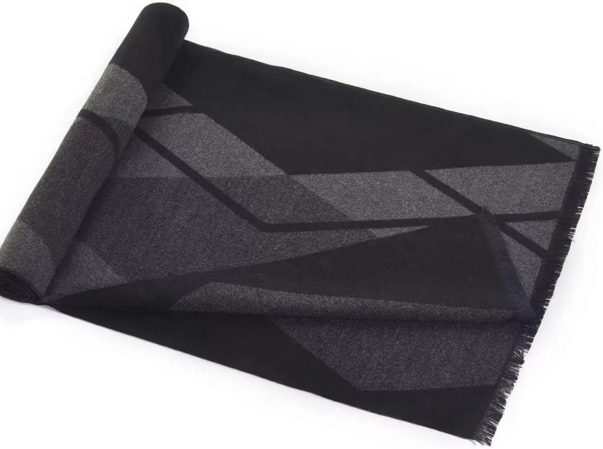 Mens Scarf Long Soft Warm Plaid Tassel Scarf Winter Classic Scarves for Men
