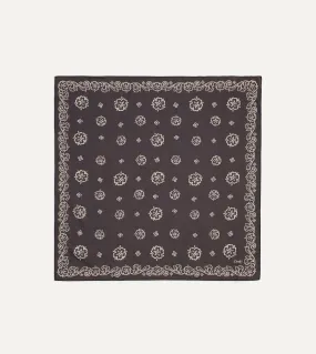 Navy Flower Print Silk-Cotton Bandana