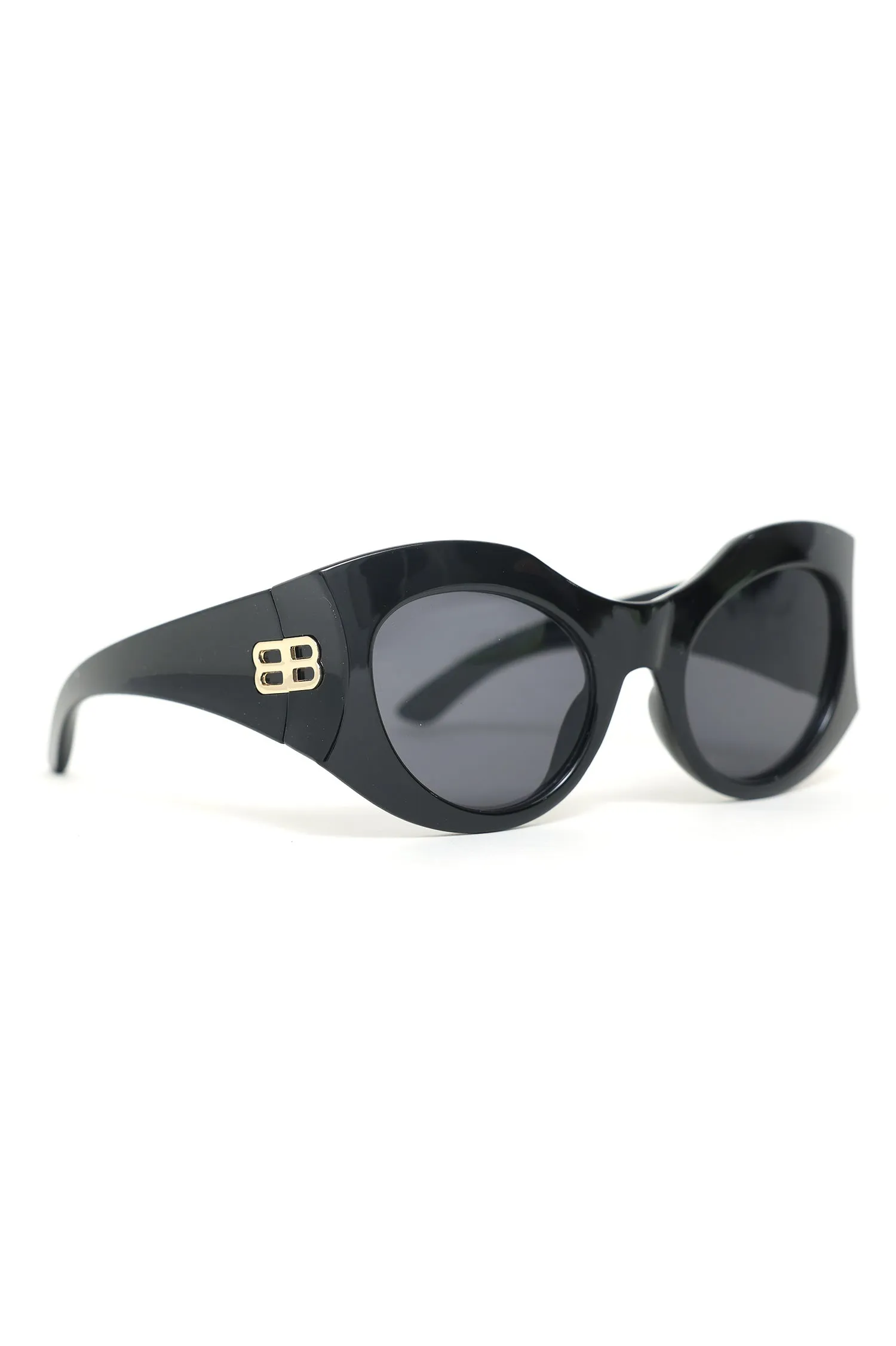 OVAL SUNGLASSES-BLACK