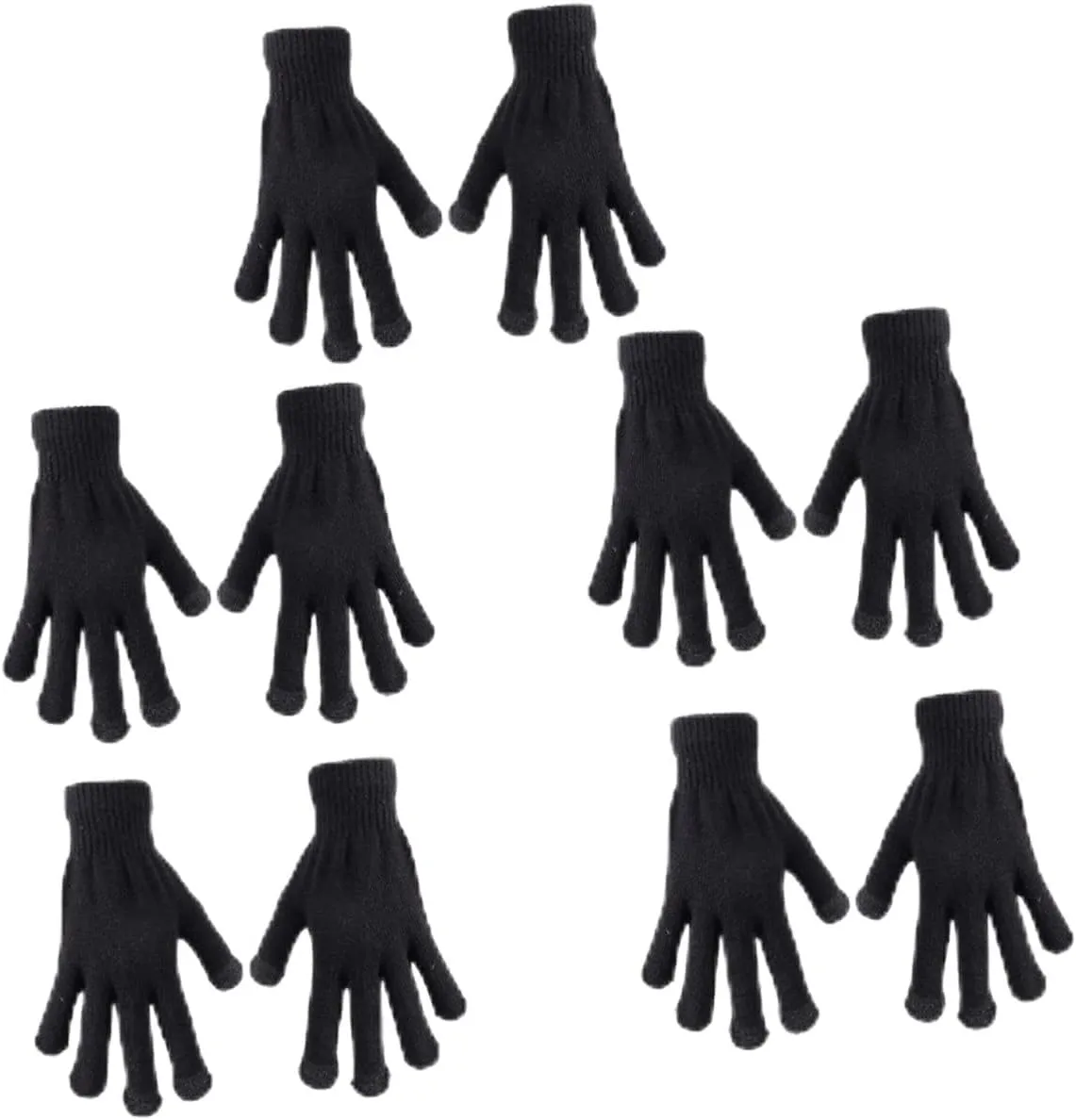 PartyKindom 5 Pairs Unisex Touch Screen Gloves for Winter of Warm Texting Gloves with Conductive Fibers Compatible with Smartphones and Tablets Outdoor present for Him and Her Black