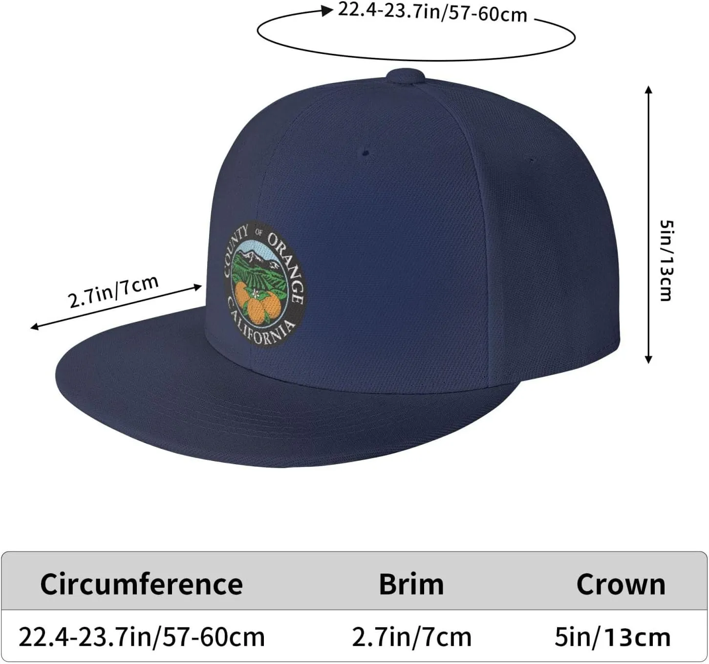 POOEDSO Seal of Orange County, California Snapback Hats for Men Baseball Cap Trucker Hat Flat Brim Hats