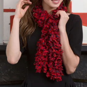 Red Heart Full Ruffle Crochet Scarf