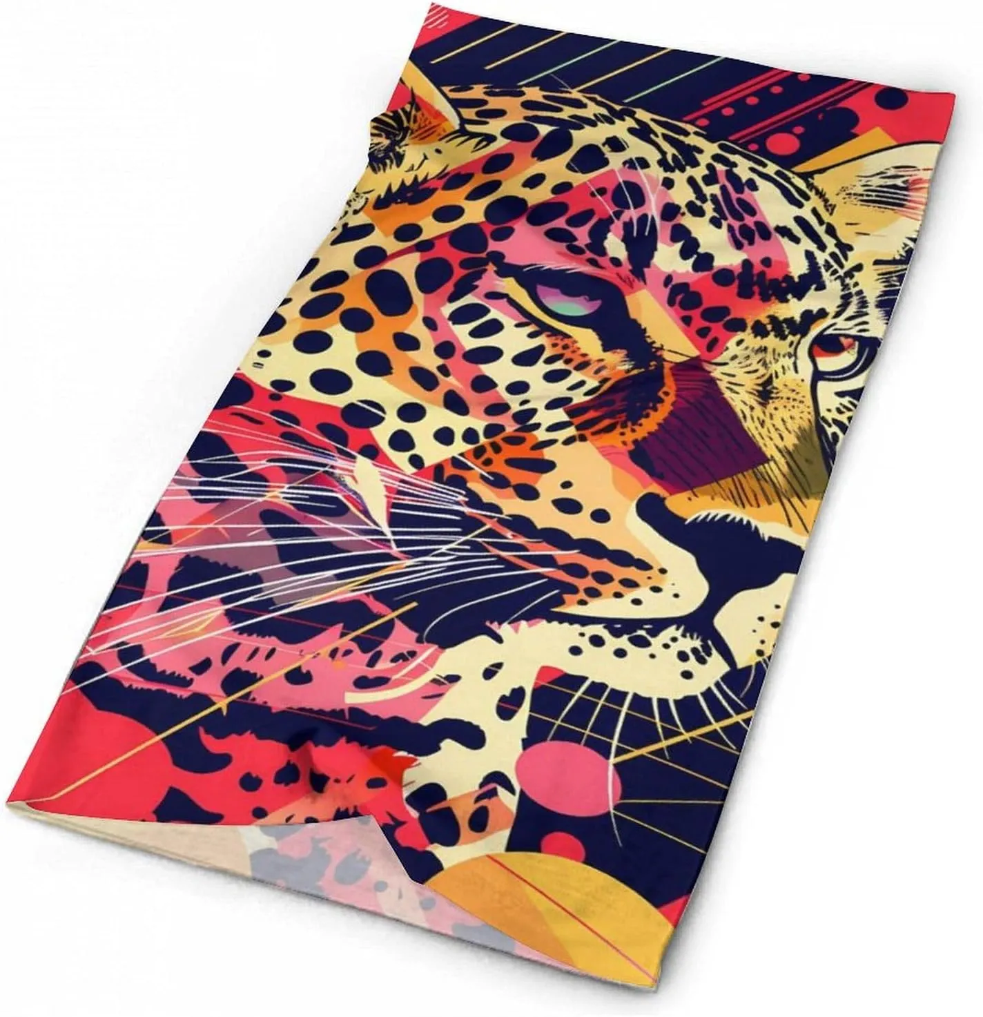 Rock Cheetah Art Geometry Bandanas for Men Turban Seamless Neck Gaiter Windproof Face Mask Cover Cold Weather Scarf
