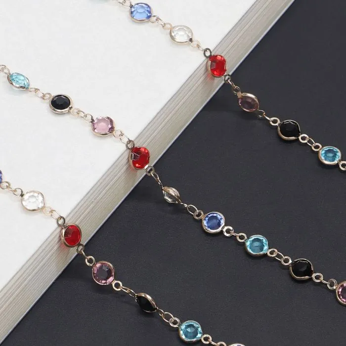 Silver Multicoloured Jewel Sunglasses Chain