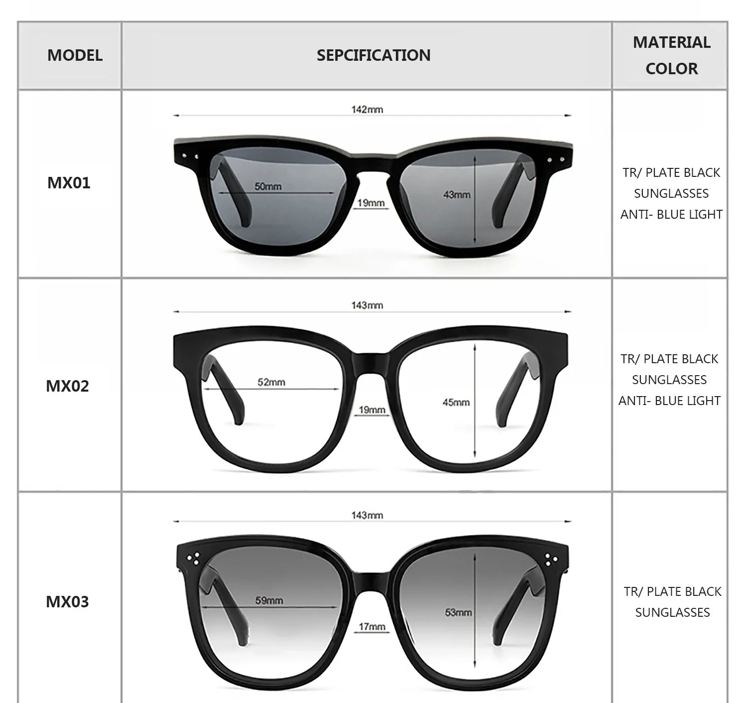 Smart Bluetooth 5.0 Waterproof Call Headphones Anti-Blue Light Music IP67 Wireless glasses