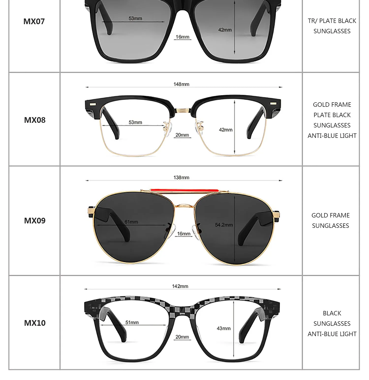Smart Bluetooth 5.0 Waterproof Call Headphones Anti-Blue Light Music IP67 Wireless glasses