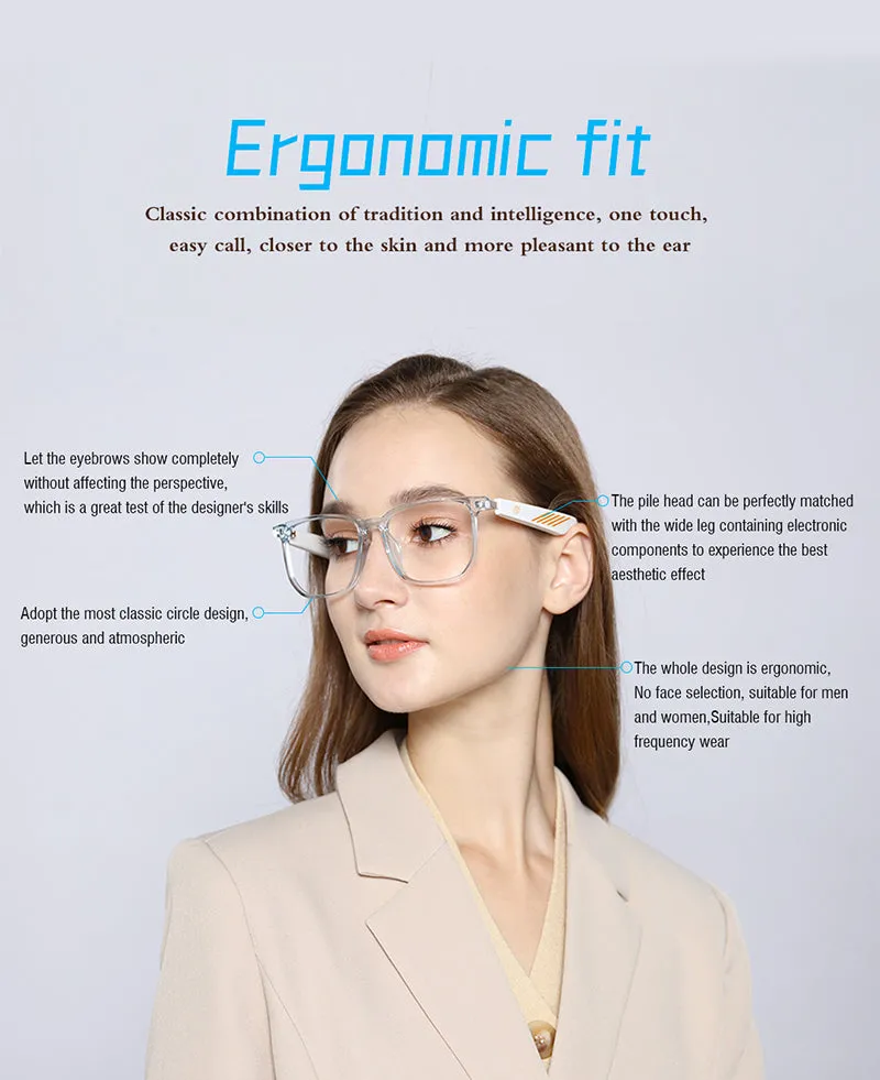 Smart Bluetooth 5.0 Waterproof Call Headphones Anti-Blue Light Music IP67 Wireless glasses