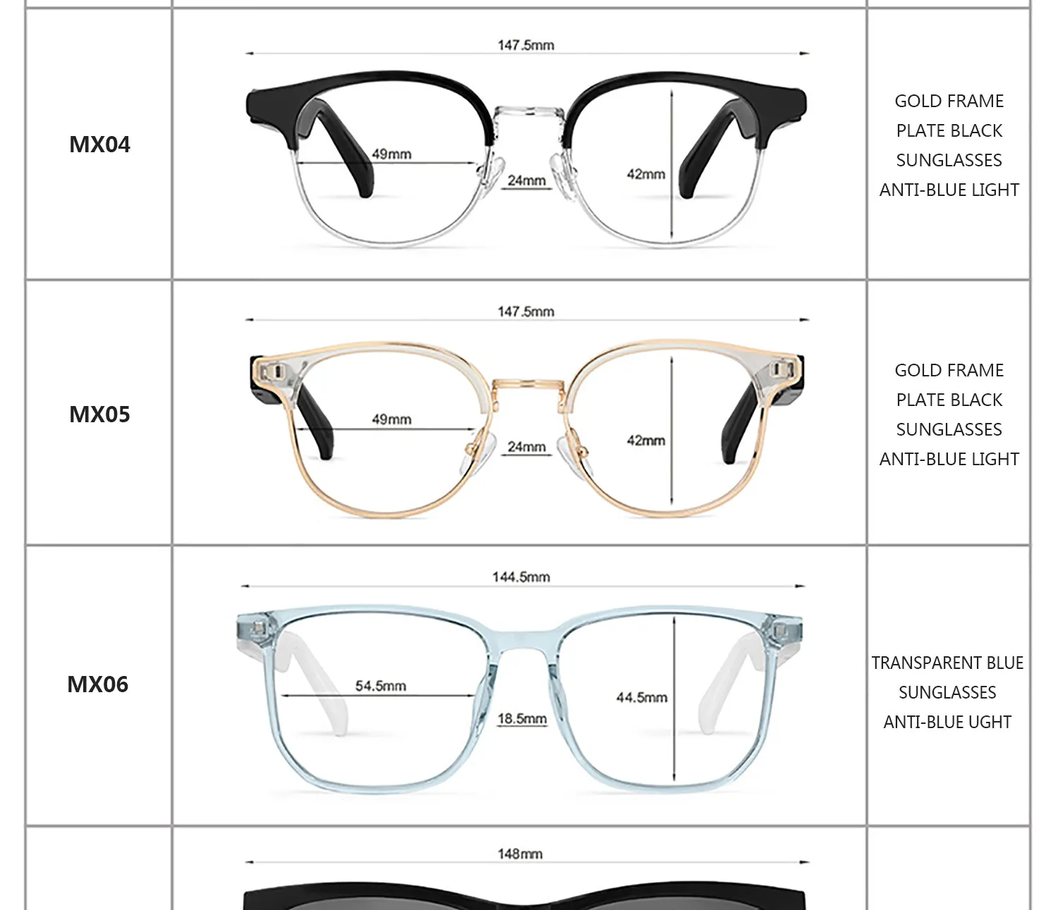 Smart Bluetooth 5.0 Waterproof Call Headphones Anti-Blue Light Music IP67 Wireless glasses